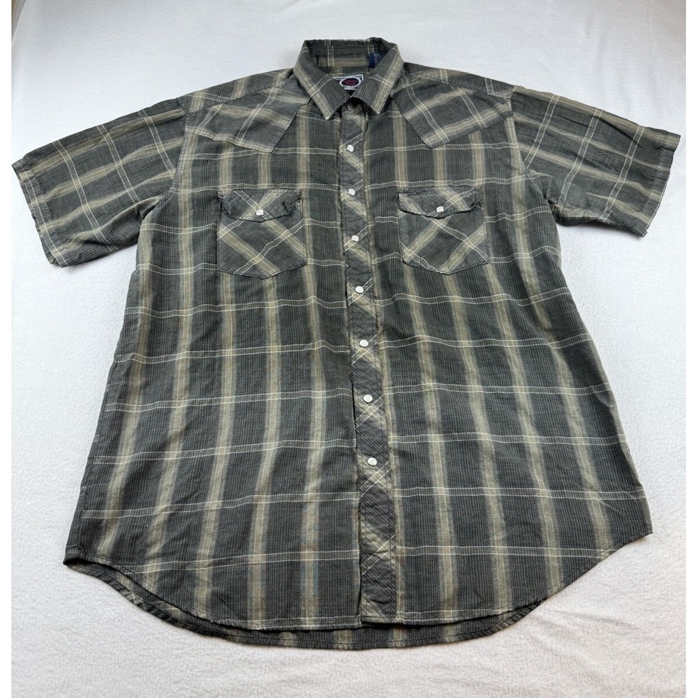 Williams Bay Shirt Adult XLT Brown Plaid Pearl Snap Button Up Western Mens